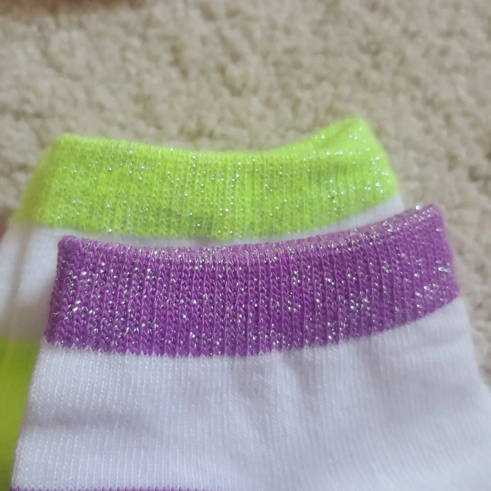Cherokee Socks Neon Yellow, White W/Orange, Purple And Pink NWOT
